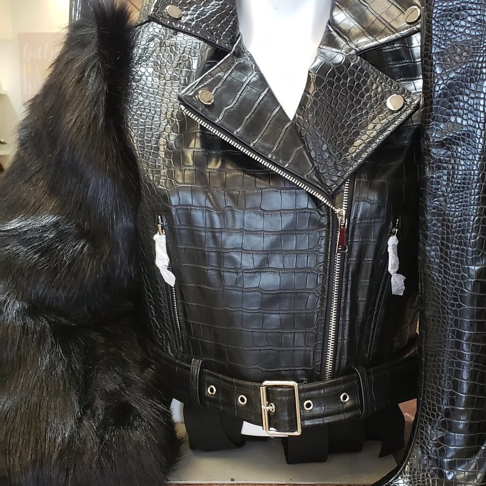 Nolla faux fur  moto jacket